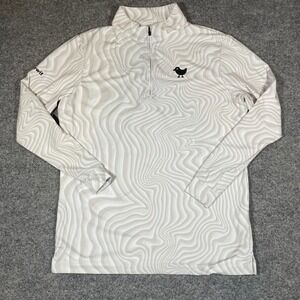Bad Birdie Quarter Zip Pullover Mens Small Tan Marble Swirl Long Sleeve Top